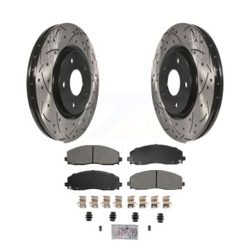 Front Drill Slot Brake Rotor Semi-Metallic Pad Kit For Dodge Grand Caravan Journey Town & KDA-102748