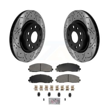 Front Coated Drilled Slotted Disc Brake Rotor And Semi-Metallic Pad Kit For Jeep Wrangler KDA-102751