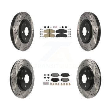 Front Ceramic Rear Semi-Metallic Pad Drill Slot Brake Rotor Kit For Dodge Grand Caravan & KDA-102753