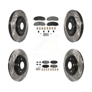Front Rear Semi-Metallic Pad Drill Slot Brake Rotor Kit For Dodge Grand Caravan Journey & KDA-102754