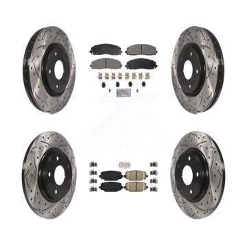 Front Semi-Metallic Rear Ceramic Pad Drill Slot Brake Rotor Kit For Dodge Grand Caravan & KDA-102756