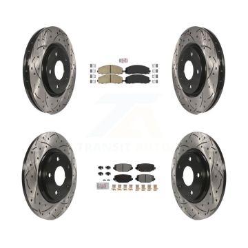 Front Ceramic Rear Semi-Metallic Pad Drill Slot Brake Rotor Kit For Dodge Grand Caravan & KDA-102757