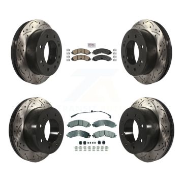 Front Ceramic Rear Semi-Metallic Pad Drill Slot Brake Rotors Kit For GMC Chevrolet Sierra KDA-102758