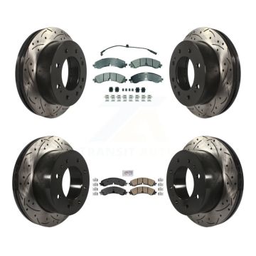 Front Semi-Metallic Rear Ceramic Pad Drill Slot Brake Rotors Kit For GMC Chevrolet Sierra KDA-102759