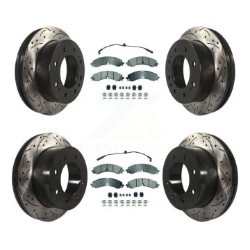 Front Rear Semi-Metallic Pad Drill Slot Brake Rotors Kit For GMC Chevrolet Sierra 2500 HD KDA-102760