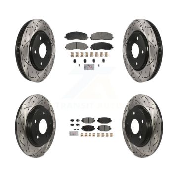 Front Rear Semi-Metallic Pad Coat Drill Slot Disc Brake Rotor Kit For Dodge Grand Caravan KDA-102762