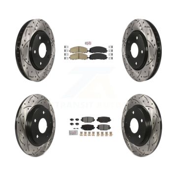 Front Ceramic Rear Semi-Metallic Pad Drilled Slot Brake Rotor Kit For Dodge Grand Caravan KDA-102765