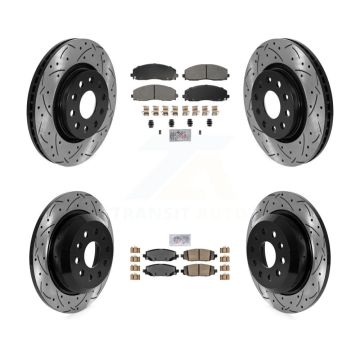 Front Semi-Metallic Rear Ceramic Pad Drill Slot Brake Rotor Kit For Jeep Wrangler Rubicon KDA-102767