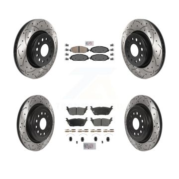 Front Ceramic Rear Semi-Metallic Pad Coated Drill Slot Disc Brake Rotors Kit For Ram 1500 KDA-102769