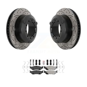 Front Drill Slot Brake Rotors Semi-Metallic Pad Kit For International TerraStar IC AE Bus KDA-102780
