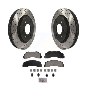 Front Drill Slot Brake Rotors Ceramic Pad Kit For Ford F-150 Expedition Lincoln Navigator KDA-102783