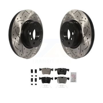 Front Coated Drilled Slotted Disc Brake Rotors And Semi-Metallic Pads Kit For BMW X3 X4 KDA-102784