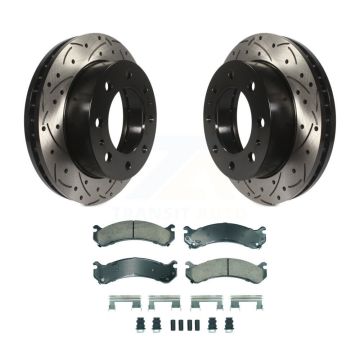 Front Drilled Slot Brake Rotor Ceramic Pad Kit For GMC Chevrolet Sierra 2500 HD Silverado KDA-102786