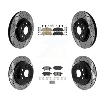 Front Rear Ceramic Pad And Coated Drilled Slotted Disc Brake Rotors Kit For Jeep Wrangler KDA-102790