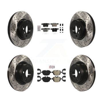 Front Rear Semi-Metallic Pad & Coated Drilled Slotted Disc Brake Rotors Kit For BMW X3 X4 KDA-102793