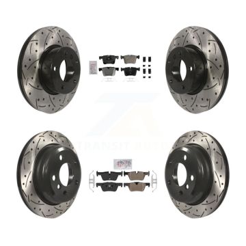 Front Rear Semi-Metallic Pad & Drilled Slot Disc Brake Rotor Kit For BMW 320i xDrive 328d KDA-102794