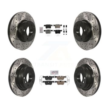 Front Rear Semi-Metallic Pad & Coated Drilled Slot Disc Brake Rotor Kit For BMW 320i 328d KDA-102795