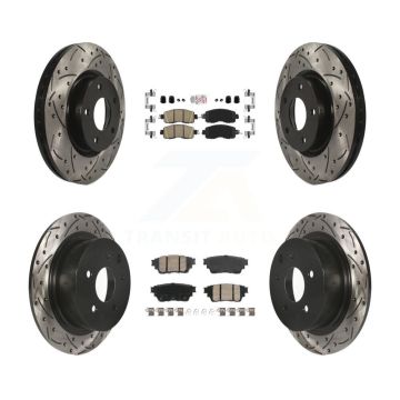 Front Rear Ceramic Pad Drilled Slot Disc Brake Rotors Kit For 2019-2020 Nissan Altima AWD KDA-102798