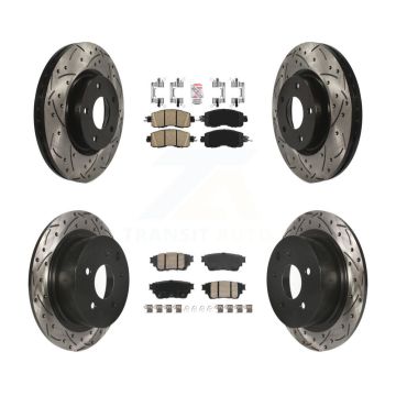 Front Rear Ceramic Pad Drilled Slot Disc Brake Rotors Kit For 2019-2020 Nissan Altima AWD KDA-102799