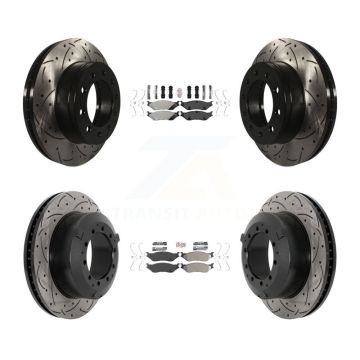 Front Rear Semi-Metallic Pad Drilled Slot Brake Rotor Kit For Ford F-450 Super Duty F-550 KDA-102801