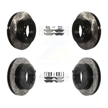 Front Rear Semi-Metallic Pad Drilled Slot Brake Rotor Kit For Ford F-450 Super Duty F-550 KDA-102802