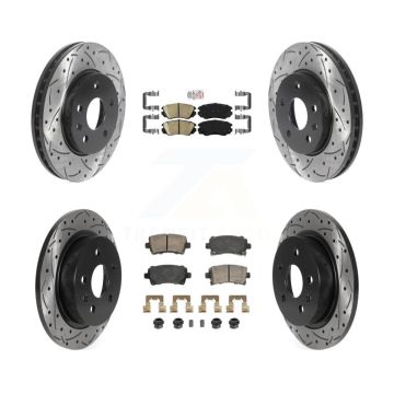 Front Rear Ceramic Pad & Coated Drilled Slotted Disc Brake Rotor Kit For Chevrolet Malibu KDA-102812