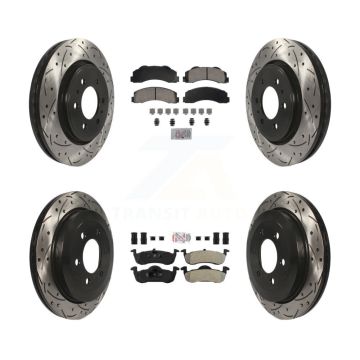Front Ceramic Rear Semi-Metallic Pad Drill Slot Disc Brake Rotors Kit For Ford Expedition KDA-102818