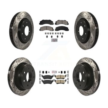 Front Rear Ceramic Pad Drill Slot Brake Rotors Kit For 12-14 Ford F-150 With 7 Lug Wheels KDA-102820