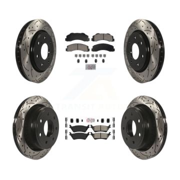Front Ceramic Rear Semi-Metallic Pad Coat Drill Slot Disc Brake Rotors Kit For Ford F-150 KDA-102821