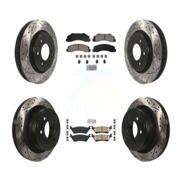 Front Rear Ceramic Pads And Coated Drilled Slotted Disc Brake Rotors Kit For Ford F-150 KDA-102822