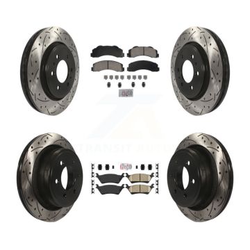 Front Rear Ceramic Pads And Coated Drilled Slotted Disc Brake Rotors Kit For Ford F-150 KDA-102823
