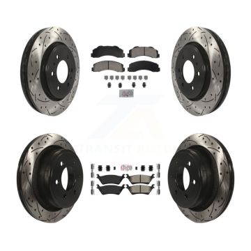 Front Ceramic Rear Semi-Metallic Pad Coat Drill Slot Disc Brake Rotors Kit For Ford F-150 KDA-102824