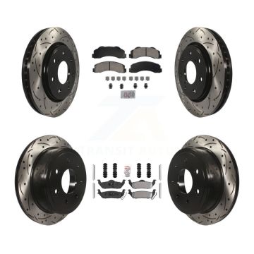 Front Ceramic Rear Semi-Metallic Pad Coat Drill Slot Disc Brake Rotors Kit For Ford F-150 KDA-102830