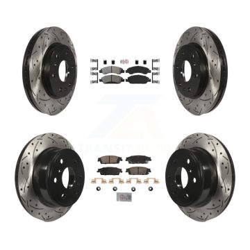 Front Semi-Metallic Rear Ceramic Pad Drill Slot Brake Rotor Kit For GMC Sierra 1500 Tahoe KDA-102833