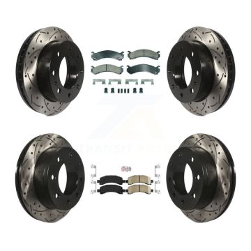 Front Rear Ceramic Pad Drilled Slot Brake Rotor Kit For Chevrolet Express 2500 GMC Savana KDA-102837