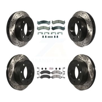 Front Ceramic Rear Semi-Metallic Pad Drill Slot Brake Rotor Kit For Chevrolet Express GMC KDA-102838