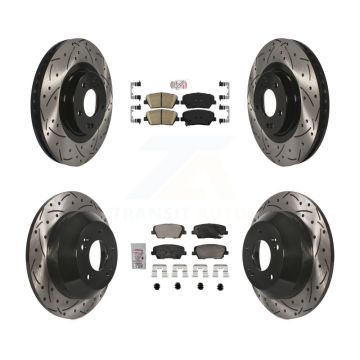 Front Rear Ceramic Pad Drill Slot Brake Rotors Kit For Hyundai Santa Fe Sport Kia Sorento KDA-102844