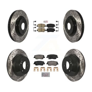 Front Rear Ceramic Pad Drill Slot Brake Rotors Kit For Hyundai Santa Fe Sport Kia Sorento KDA-102845