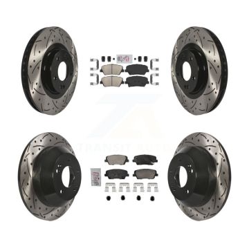 Front Rear Ceramic Pad Drill Slot Brake Rotors Kit For Hyundai Santa Fe Sport Kia Sorento KDA-102846