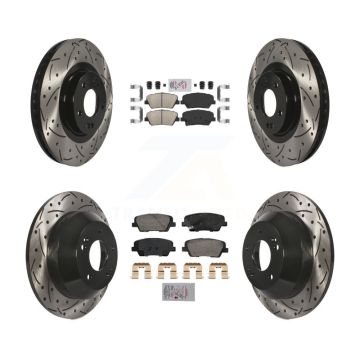 Front Rear Ceramic Pad Drill Slot Brake Rotors Kit For Hyundai Santa Fe Sport Kia Sorento KDA-102847