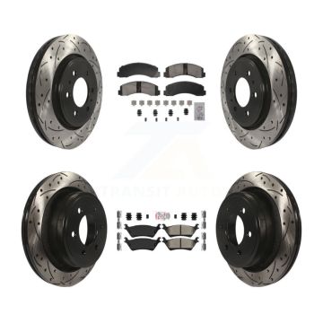 Front Ceramic Rear Semi-Metallic Pad Coat Drill Slot Disc Brake Rotors Kit For Ford F-150 KDA-102854