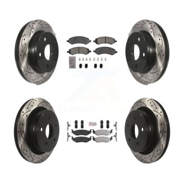 Front Rear Semi-Metallic Pad Drill Slot Brake Rotors Kit For Ram 1500 Classic Dodge Aspen KDA-102855