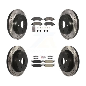 Front Rear Semi-Metallic Pad Drill Slot Brake Rotors Kit For Ram 1500 Classic Dodge Aspen KDA-102856