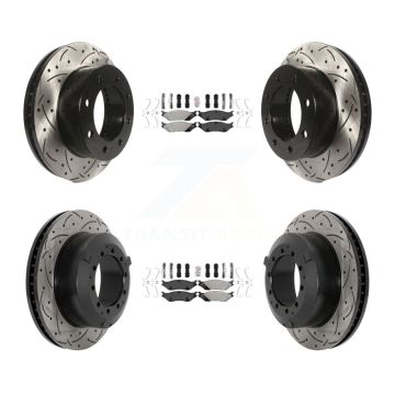Front Rear Semi-Metallic Pad Drilled Slot Disc Brake Rotors Kit For Ford F-450 Super Duty KDA-102861
