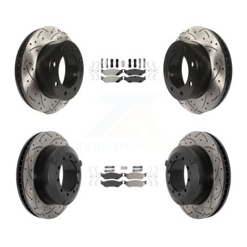 Front Rear Semi-Metallic Pad Drilled Slot Disc Brake Rotors Kit For Ford F-450 Super Duty KDA-102862