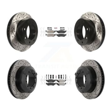 Front Rear Semi-Metallic Pad Drilled Slot Disc Brake Rotors Kit For Ford F-450 Super Duty KDA-102863