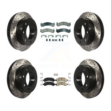 Front Rear Ceramic Pad Drilled Slot Brake Rotor Kit For Chevrolet Express 2500 GMC Savana KDA-102867