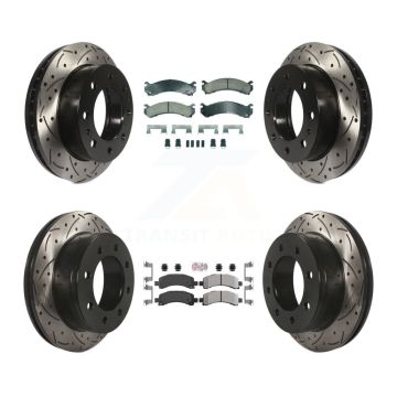 Front Ceramic Rear Semi-Metallic Pad Drill Slot Disc Brake Rotors Kit For GMC Savana 2500 KDA-102870