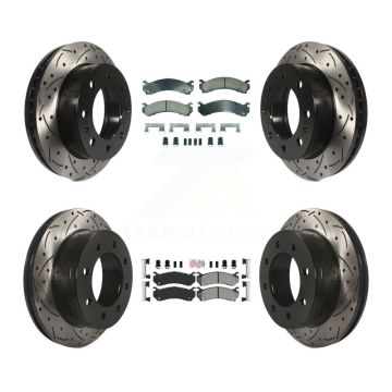 Front Ceramic Rear Semi-Metallic Pad Drill Slot Brake Rotors Kit For Chevrolet GMC Sierra KDA-102872