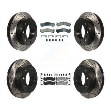 Front Ceramic Rear Semi-Metallic Pad Drill Slot Brake Rotors Kit For Chevrolet GMC Sierra KDA-102874